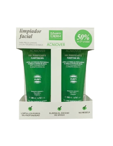MARTIDERM ACNIOVER GEL PURIFICANTE DUPLO 2 X 200 ML 1 MARTIDERM ACNIOVER GEL PURIFICANTE DUPLO 2 X 200 ML