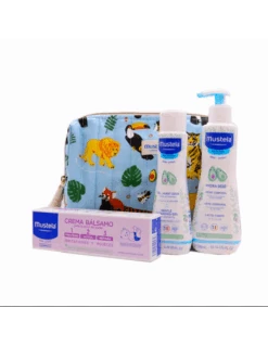 MUSTELA NECESER JUNGLA CREMA BÁLSAMO 1,2,3 100 ML + GEL DE BAÑO 200 ML + HYDRA BEBÉ LOCIÓN CORPORAL 100 ML